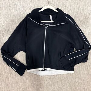 Athleta Black Bomber Jacket with White Accents